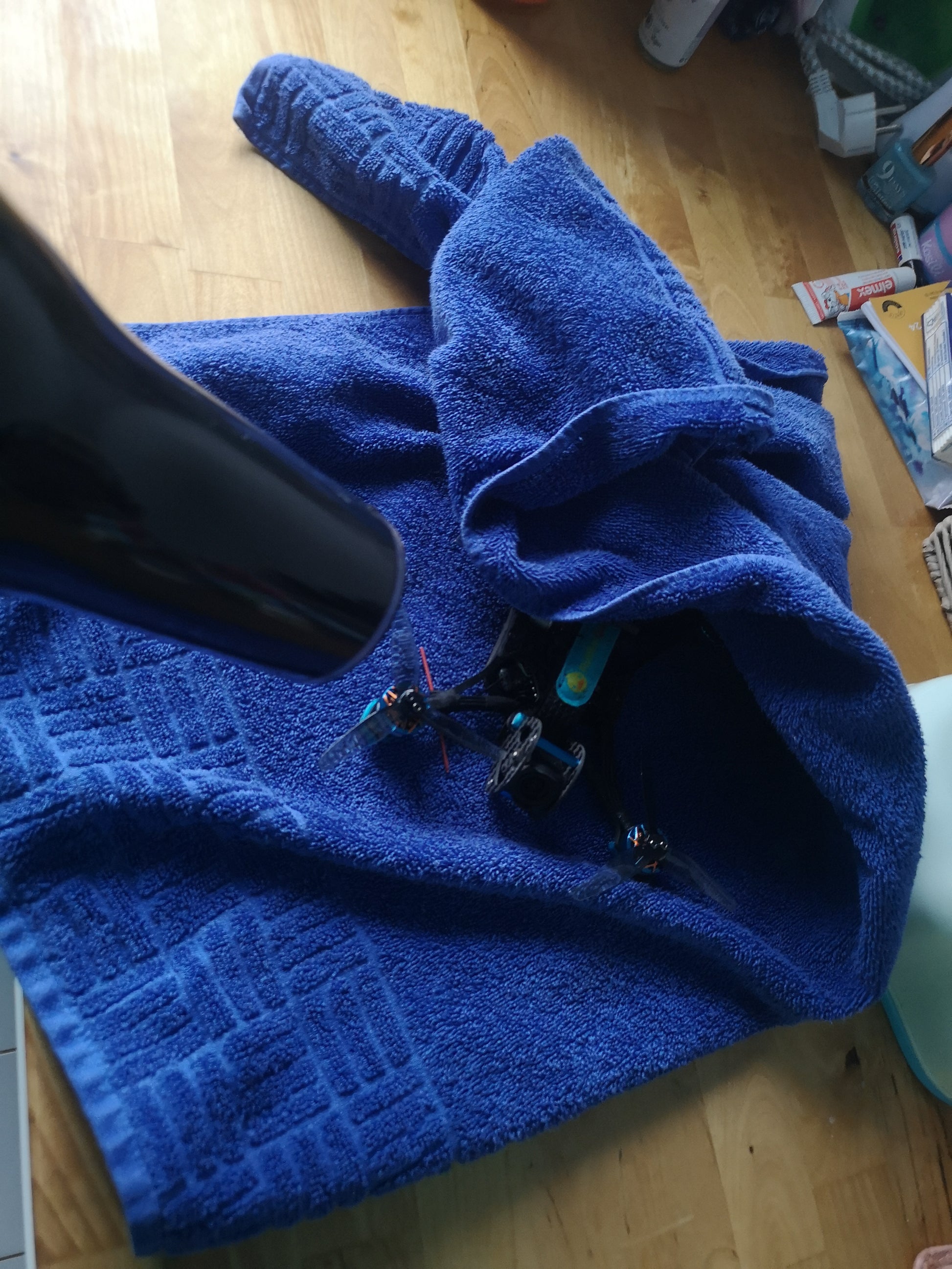 drone getting some love after an afternoon in the snow